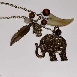Icing Gold Tone Elephant Charm Necklace, 38”